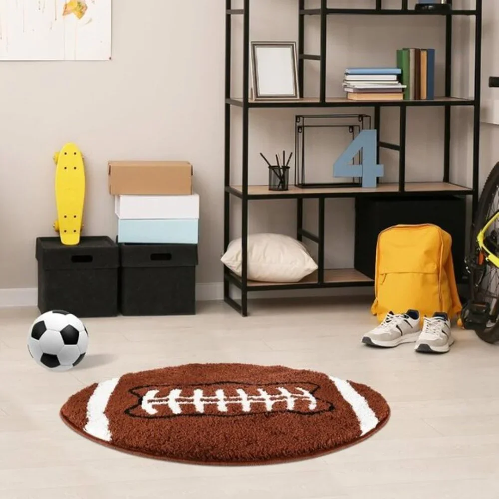 New 32 x 20In Football Rug, Non-Slip Microfiber Aesthetic for Entry & Home Decor